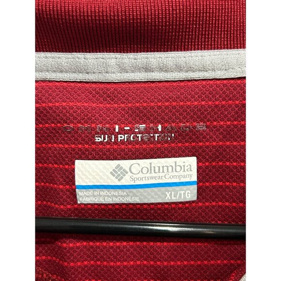 Columbia Mens Omni-Shade Polo Shirt Red Stripe Polyester Sz XL - Picture 4 of 7